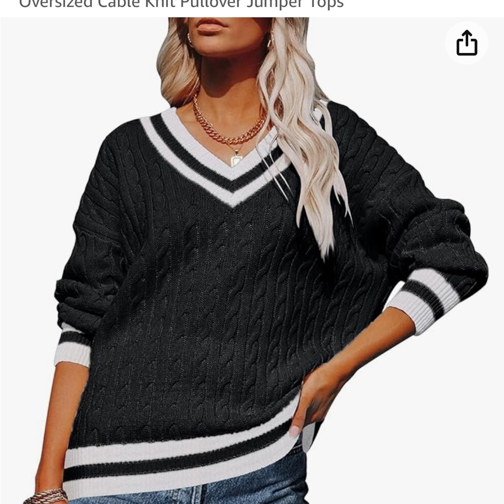 White cable knit sweater